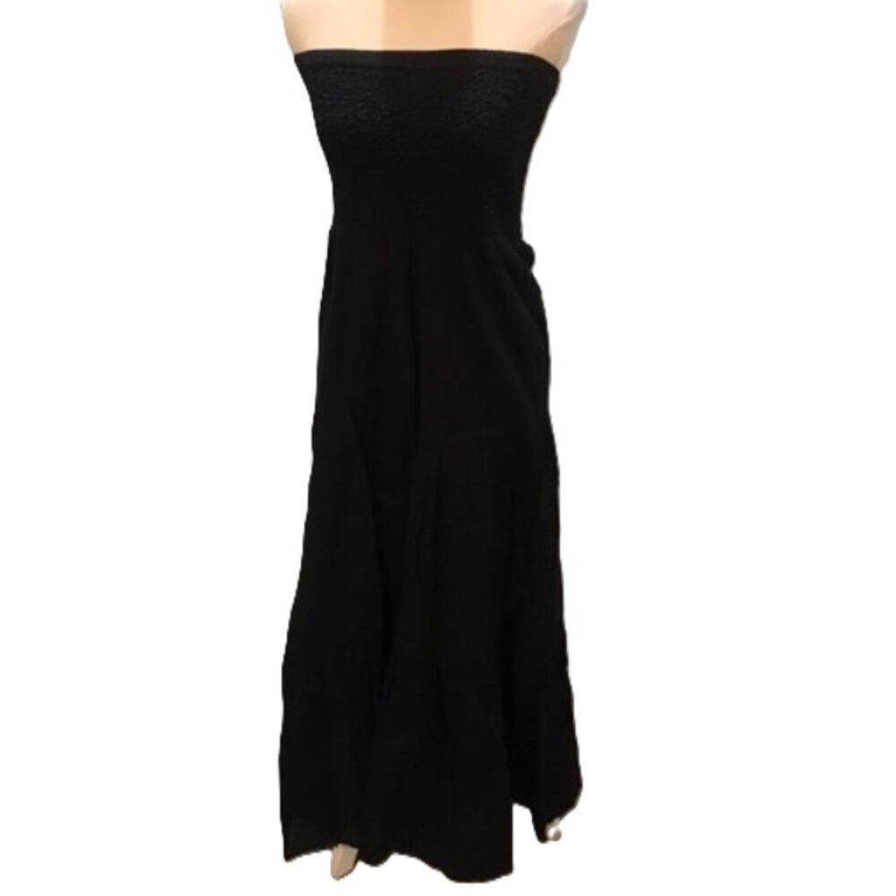 Michael Kors Black Smocked Bandeau Bodice Tiered Layerd Maxi Dress NWT $150 - Picture 8 of 9